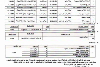 اعلان بتة عمومية للمرة الثانية للتفويت في منقولات زال الانتفاع بها